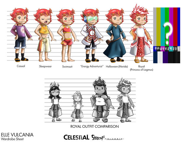 Elle Vulcania wardrobe sheet.