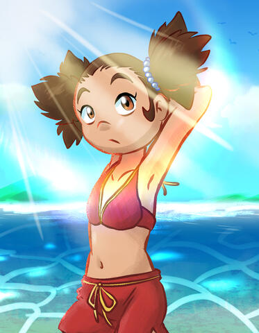 Kamihara wanders the beach... by D Barenzu.