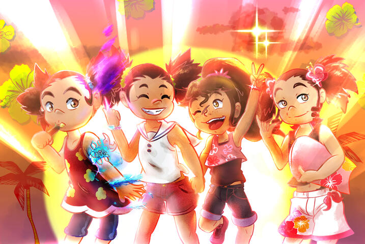 A piece done for Yuna&#39;s birthday featuring Kamihara, the Uehara sisters and Mizuhara. By D Barenzu.