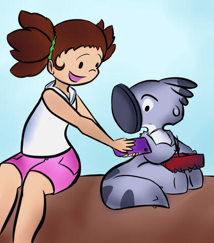 A gift art piece of Yuna and Hammerface, by @Salty-Nebula.