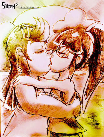 Romantic kiss between Mako and Mimi by D Barenzu.